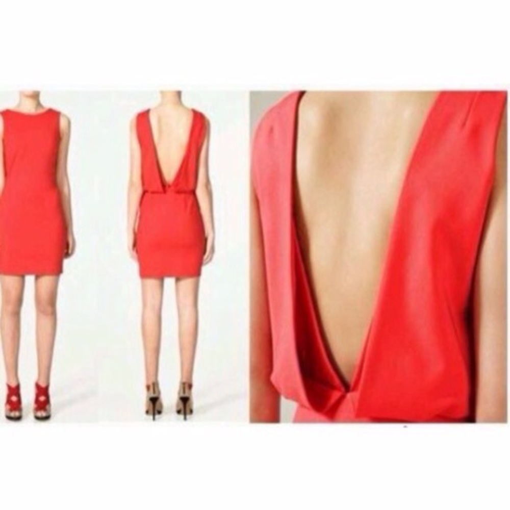 Zara Cherry Red V Back Dress